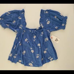 Billabong Perfectly Puff Floral Top size M Blue color